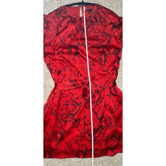 Ann Taylor - Red Snakeskin Ruffle Wrap Dress - XS - Picture 5 of 14